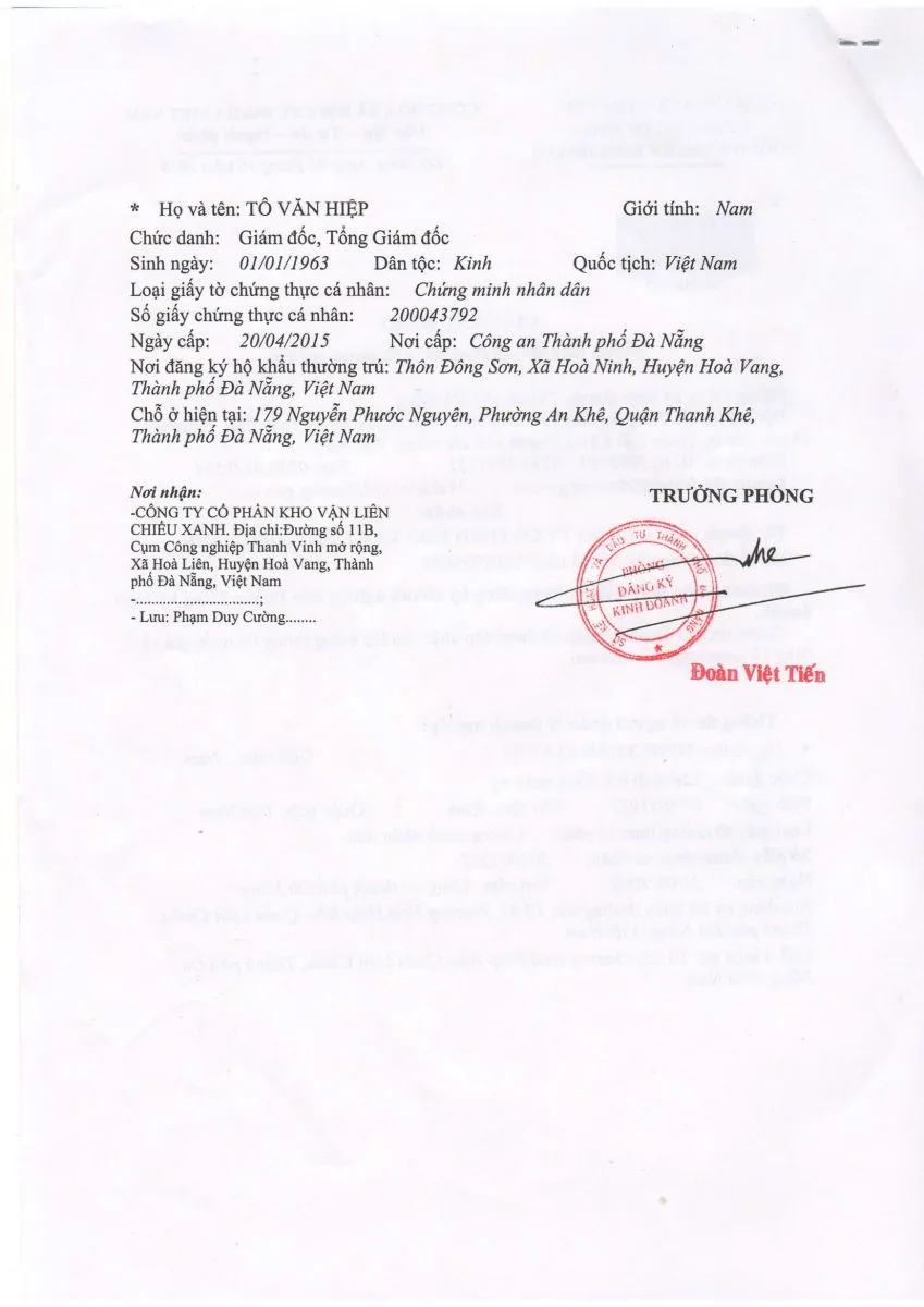 Giấy phép đăng ký kinh doanh GLCC